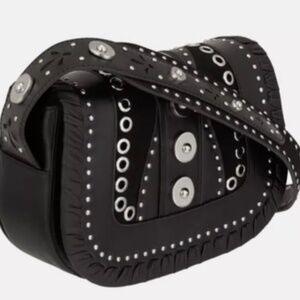 New Limited Edition Handbag unique Black Leather Suede studded Zara large bag